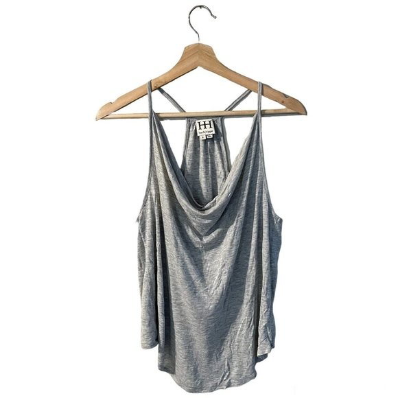 Haute Hippie Tops - Haute Hippie Tank Top Size Small Draped Cowl Neck Gray Marled Racerback Modal